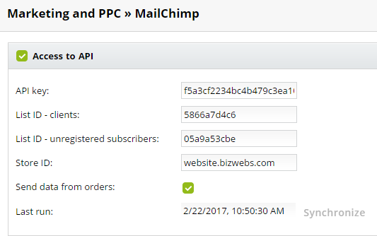 access api Mailchimp