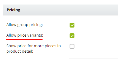 allow price variants